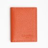 New E.Marinella Orange Hammered Leather Folding Card Holder - 10 Compartments