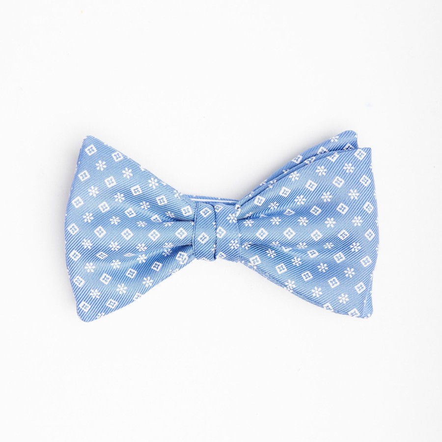 Best E.Marinella Light Blue Pre-Knotted Silk Bowtie - Small Flower Pattern