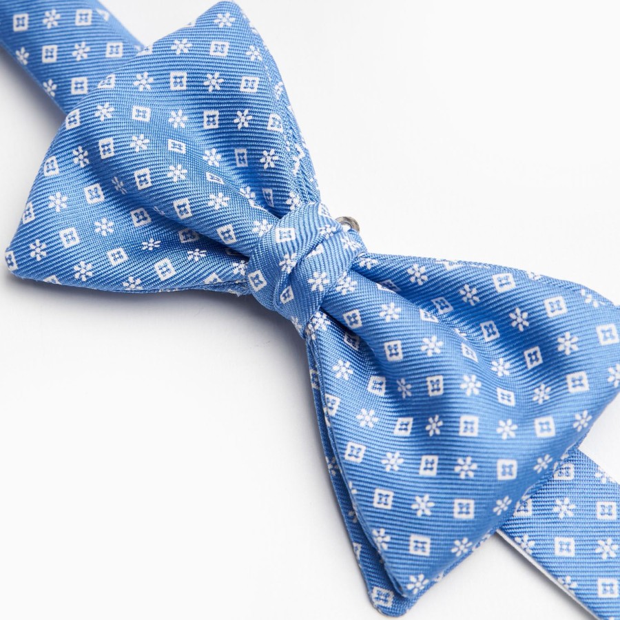 Best E.Marinella Light Blue Pre-Knotted Silk Bowtie - Small Flower Pattern