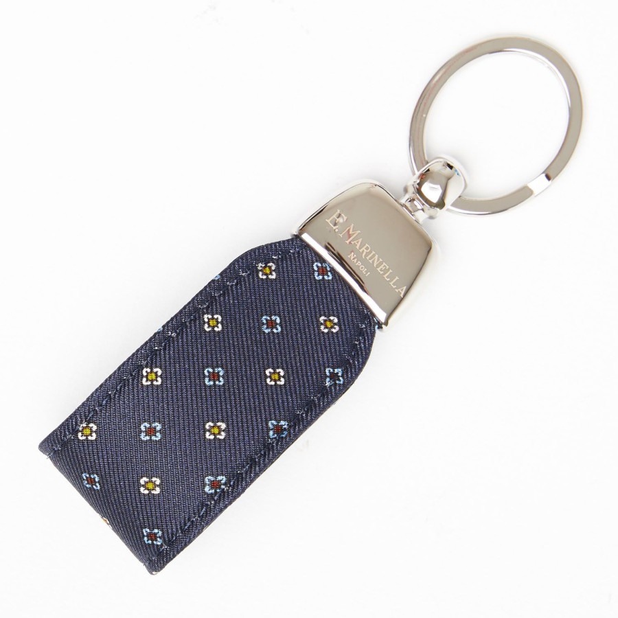 Hot E.Marinella Dark Blue Keyfob In Silk And Leather