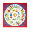 Hot E.Marinella Red Silk Scarf 90 The Wheel Of Seasons