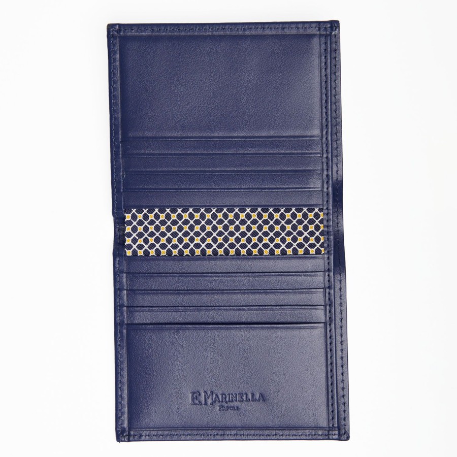 Best E.Marinella Dark Blue Small Wallet In Silk And Leather