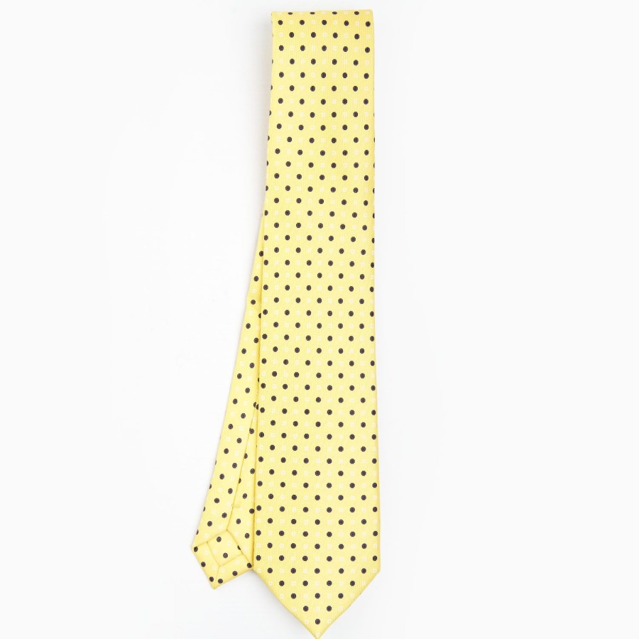 New E.Marinella Yellow Extra Long Sartorial Silk Tie Small Flower Pattern