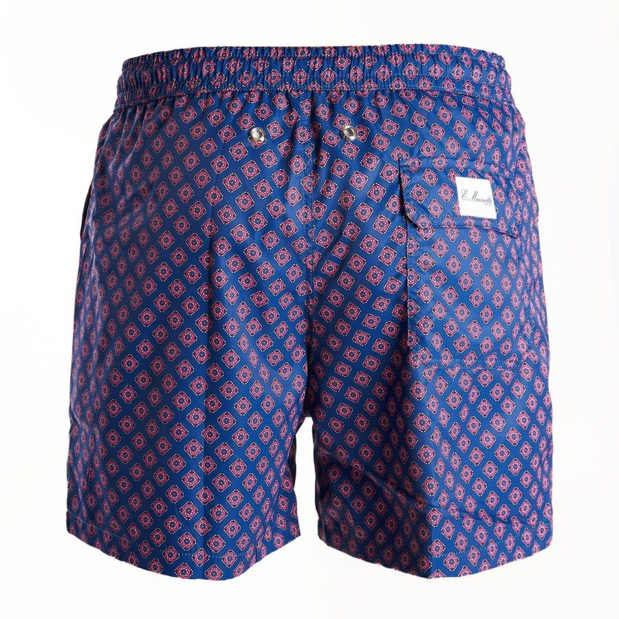 Wholesale E.Marinella Blue Swim Shorts - Large Patterns