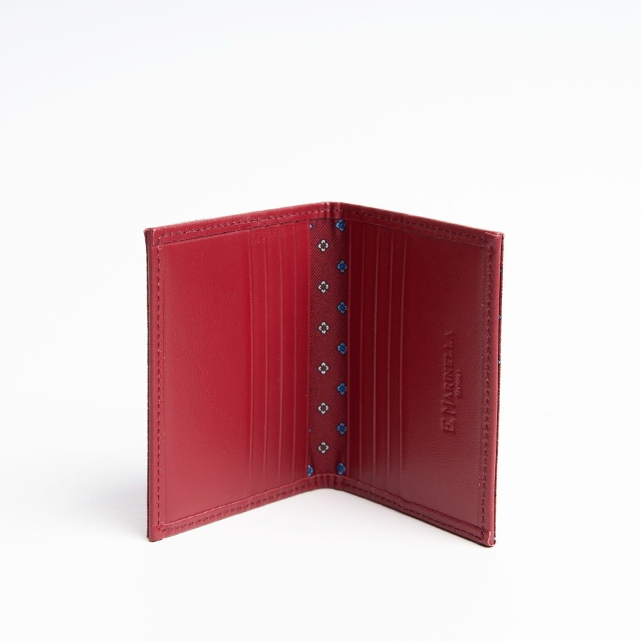 Best E.Marinella Burgundy Leather Folding Card Holder - 10 Compartments