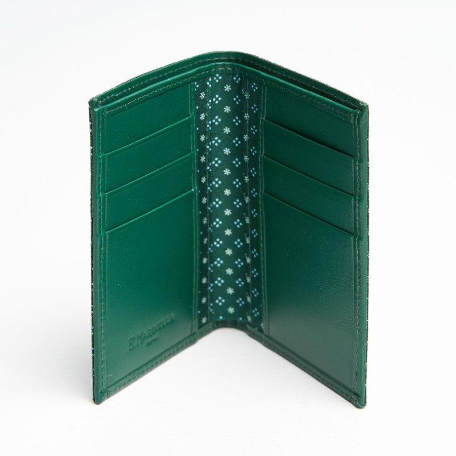 Wholesale E.Marinella Dark Green Vertical Wallet In Silk And Leather