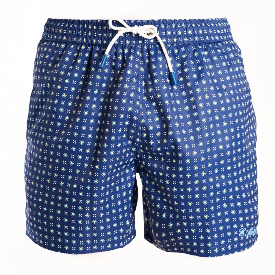 Clearance E.Marinella Blue Swim Shorts- Large Patterns