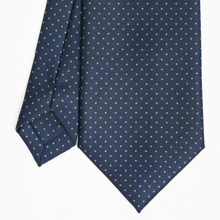 Best E.Marinella Dark Blue Sartorial Classic Silk Tie Polka Dot Pattern