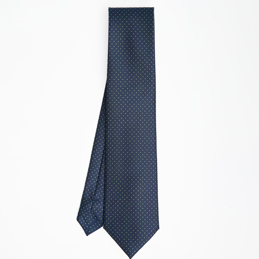 Best E.Marinella Dark Blue Sartorial Classic Silk Tie Polka Dot Pattern