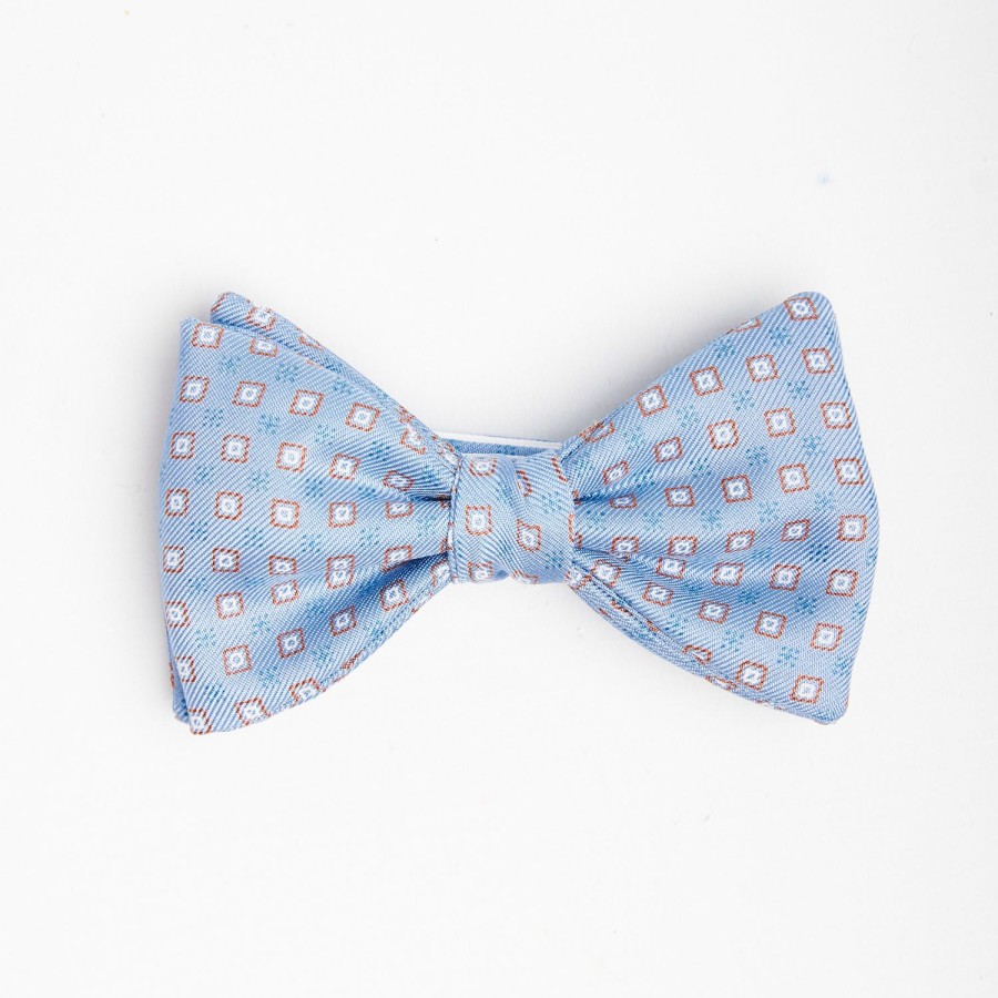 Wholesale E.Marinella Light Blue Pre-Knotted Bowtie - Small Geometric Pattern