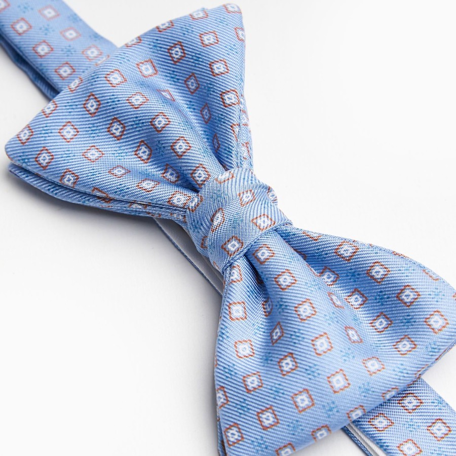 Wholesale E.Marinella Light Blue Pre-Knotted Bowtie - Small Geometric Pattern