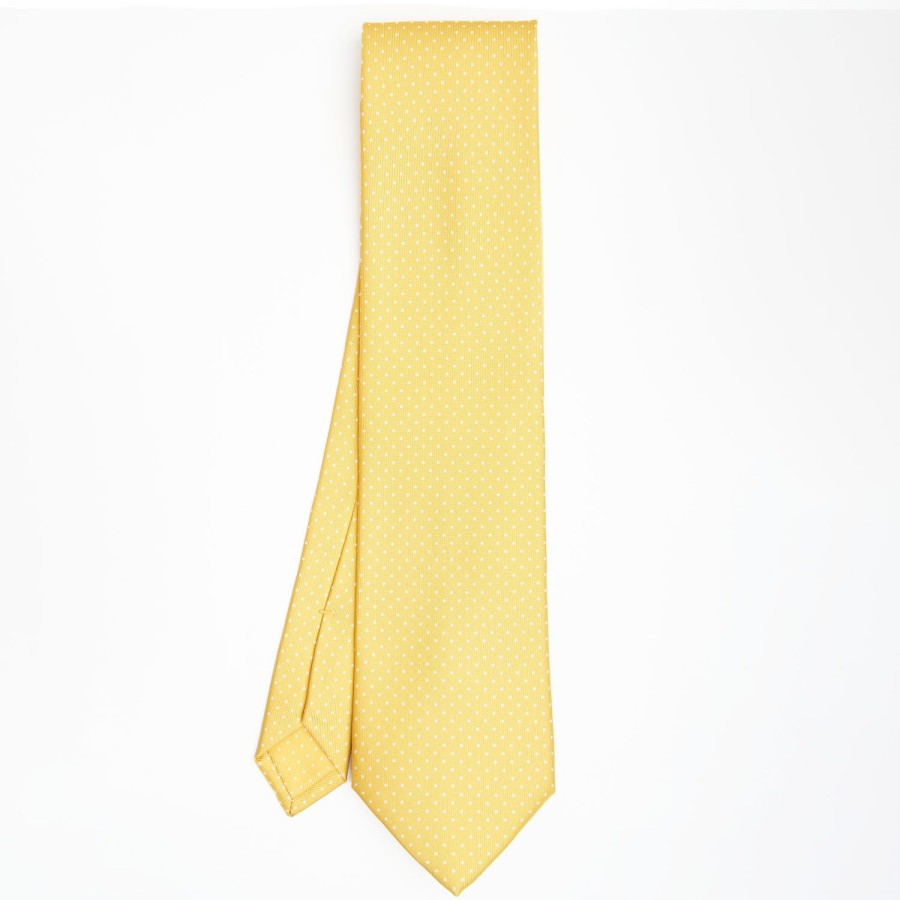 New E.Marinella Yellow Sartorial Classic Silk Tie Polka Dot Pattern