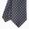 Wholesale E.Marinella Dark Blue Sartorial Classic Silk Tie Large Flower Pattern