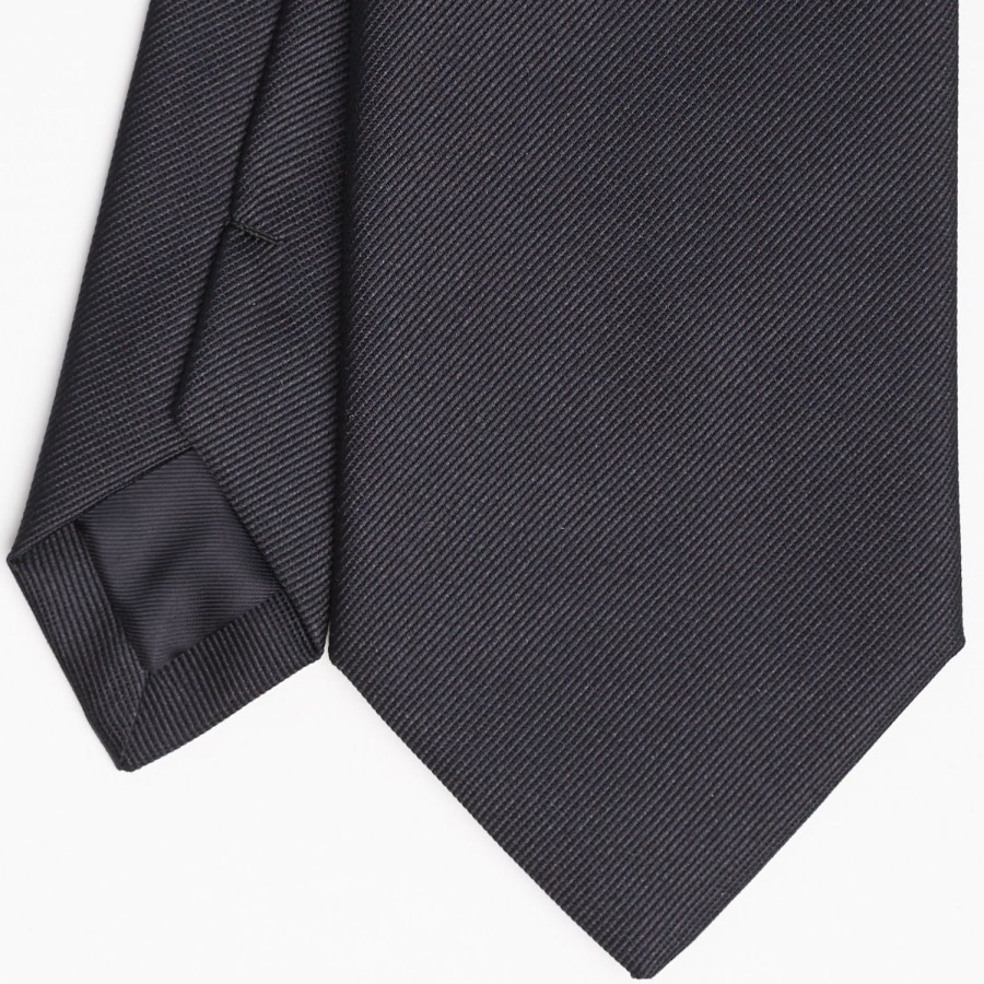 Online E.Marinella Dark Blue Sartorial Jacquard Silk Tie - Solid Colours