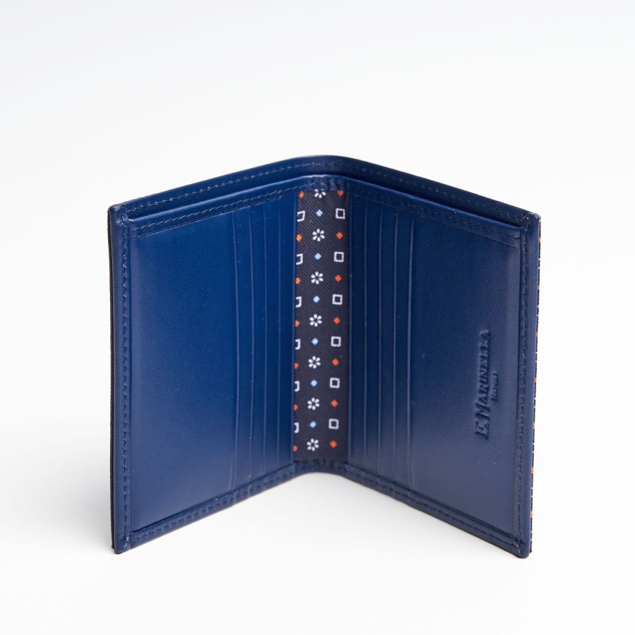 Wholesale E.Marinella Dark Blue Small Wallet In Silk And Leather