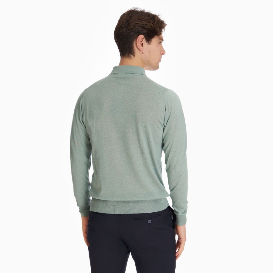 Online E.Marinella Light Green Cashmere And Silk Polo Shirt