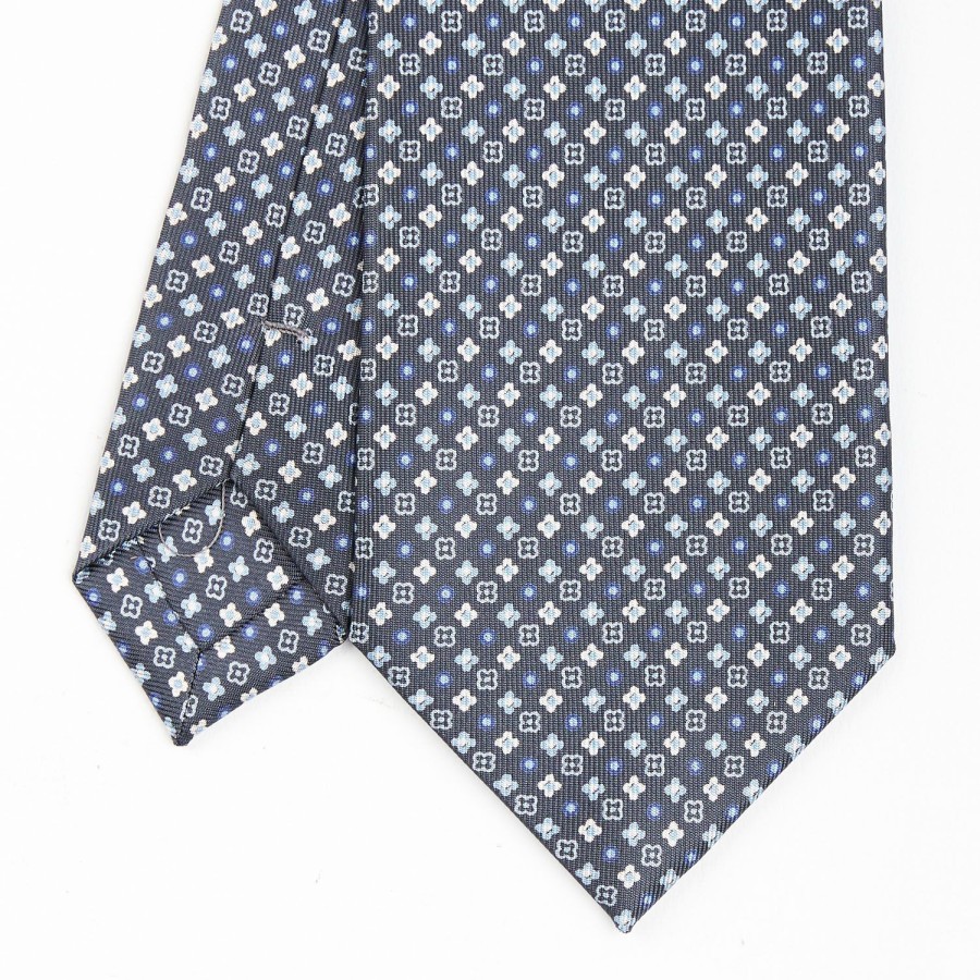 Best E.Marinella Dark Grey Sartorial Classic Silk Tie - Small Flower Designs