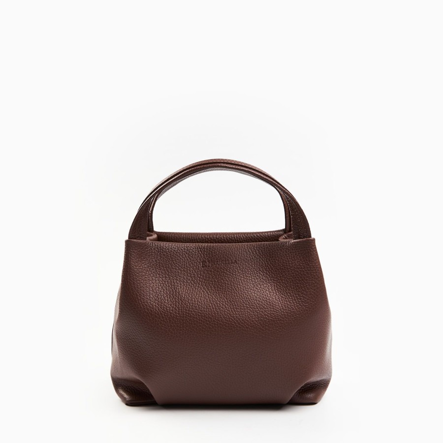 Clearance E.Marinella Dark Brown Textured Leather Soft Mini Bag