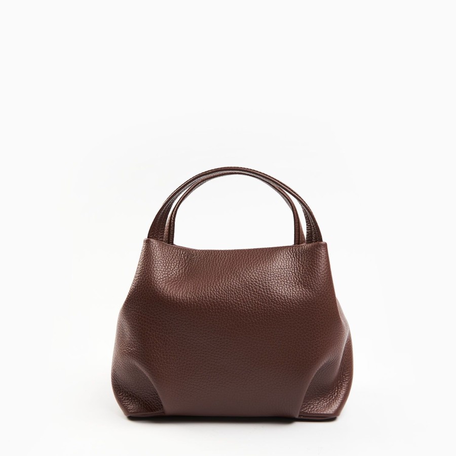 Clearance E.Marinella Dark Brown Textured Leather Soft Mini Bag