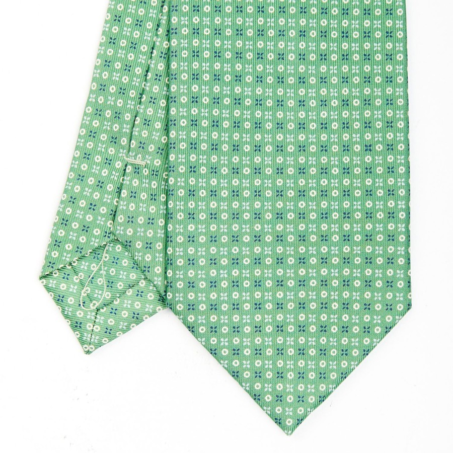 Wholesale E.Marinella Green Sartorial Classic Silk Tie - Small Flower Designs