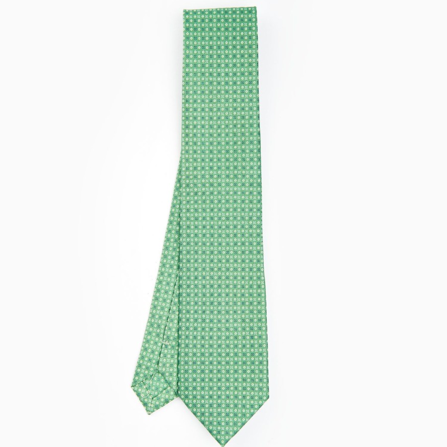 Wholesale E.Marinella Green Sartorial Classic Silk Tie - Small Flower Designs