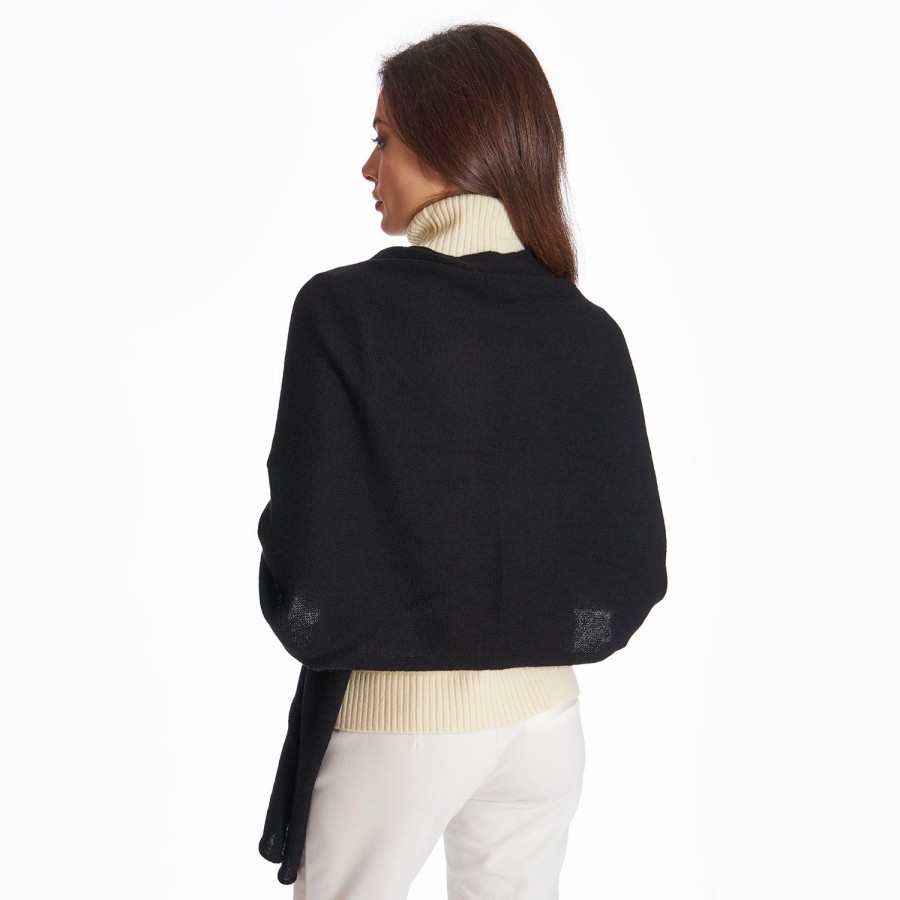 Online E.Marinella Black Poncho In Cashmere