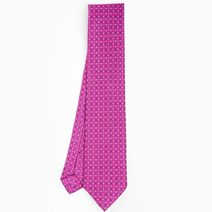 Wholesale E.Marinella Fuchsia Sartorial Classic Silk Tie - Small Flower Pattern