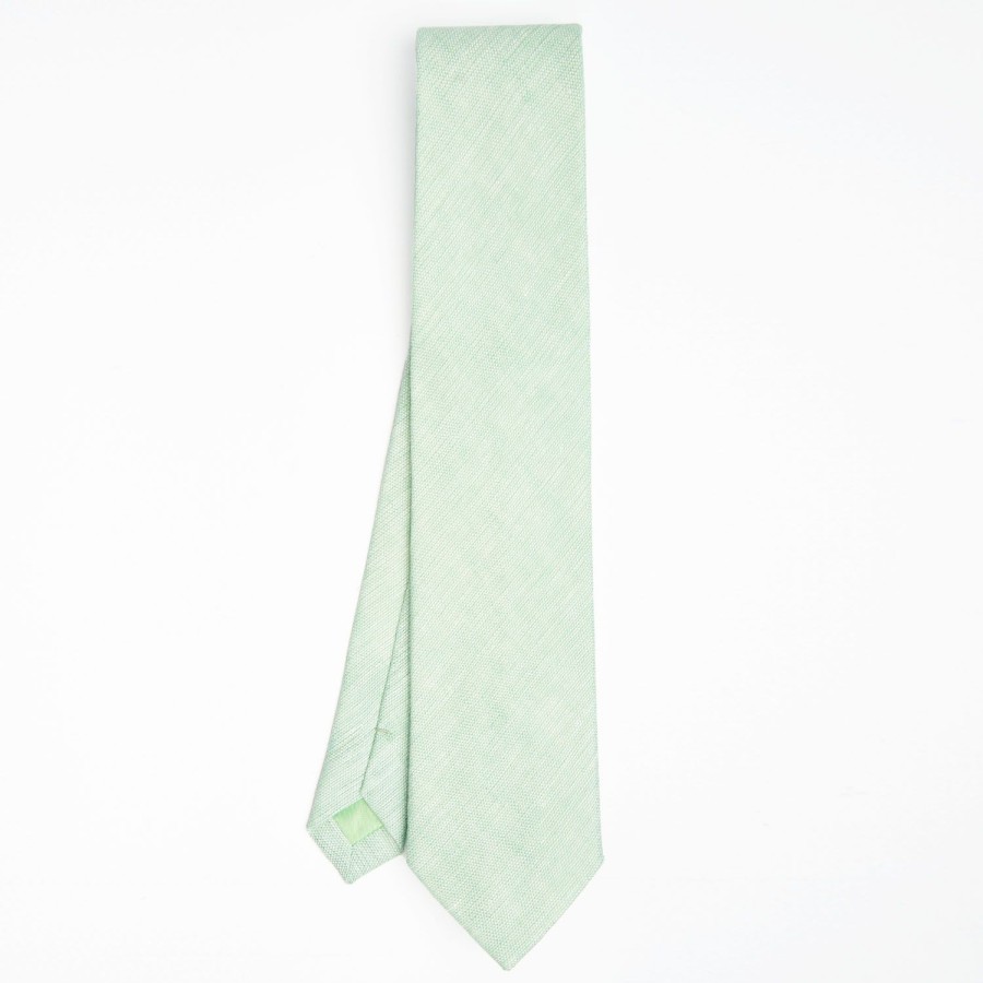 Wholesale E.Marinella Light Green Sartorial Linen Tie Solid Color