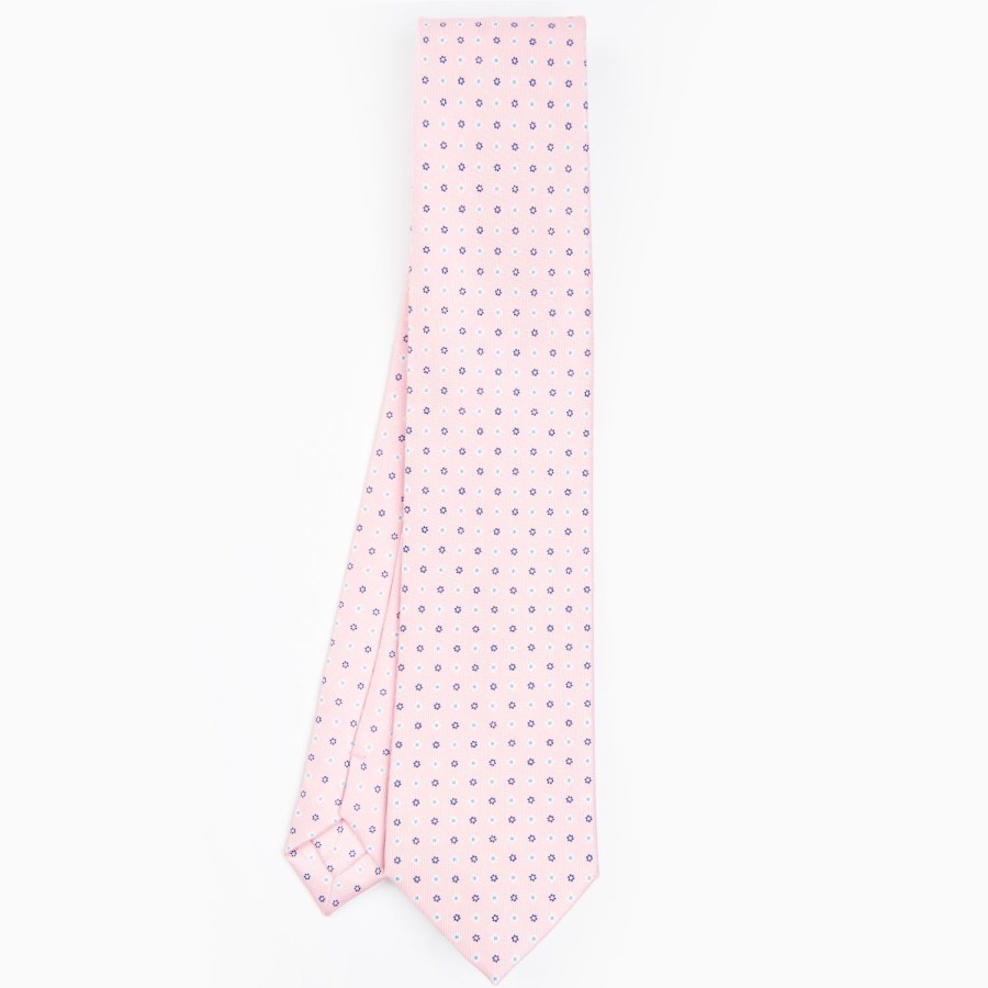 Online E.Marinella Pink Sartorial Classic Silk Tie - Small Flower Designs