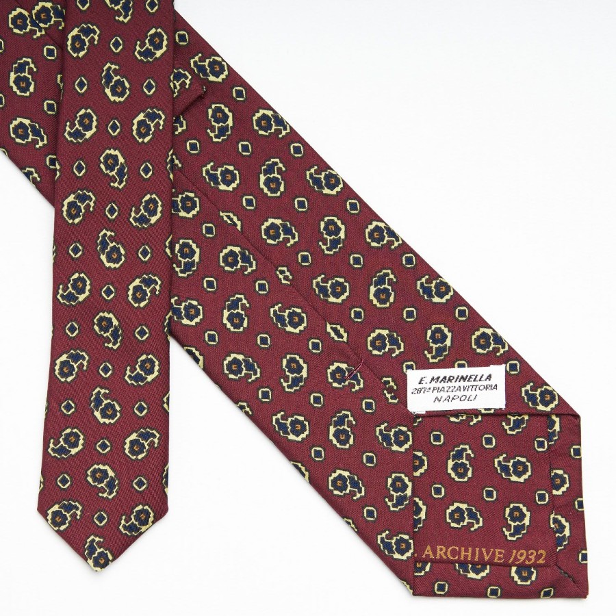 New E.Marinella Burgundy Archivio Collection Silk Tie 1932-05