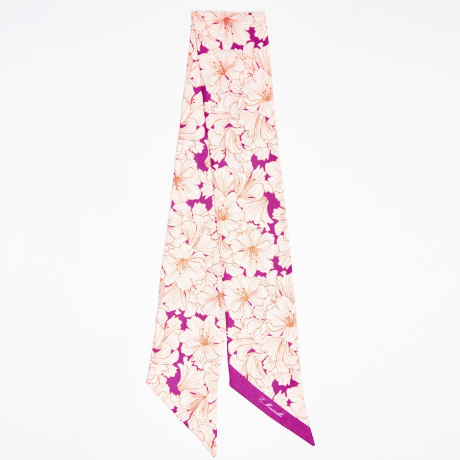 Online E.Marinella Fuchsia Silk Twilly Floral Pattern