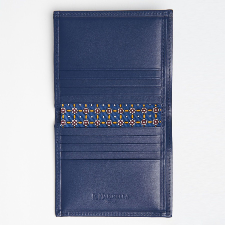 Online E.Marinella Blue Small Wallet In Silk And Leather