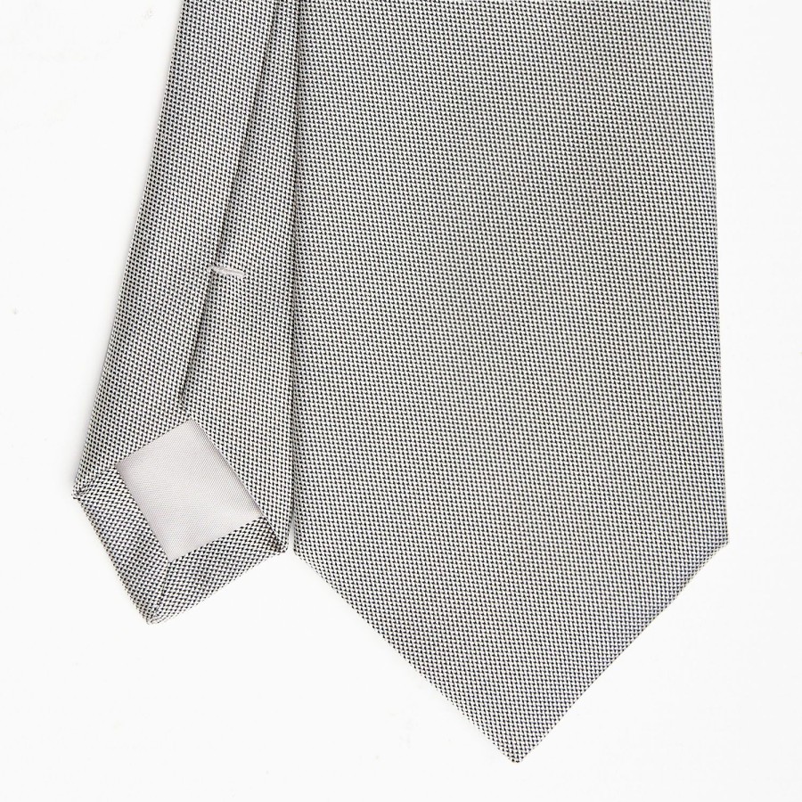 Clearance E.Marinella Light Grey Ceremonial Jacquard Silk Tie - Small Geometric Pattern