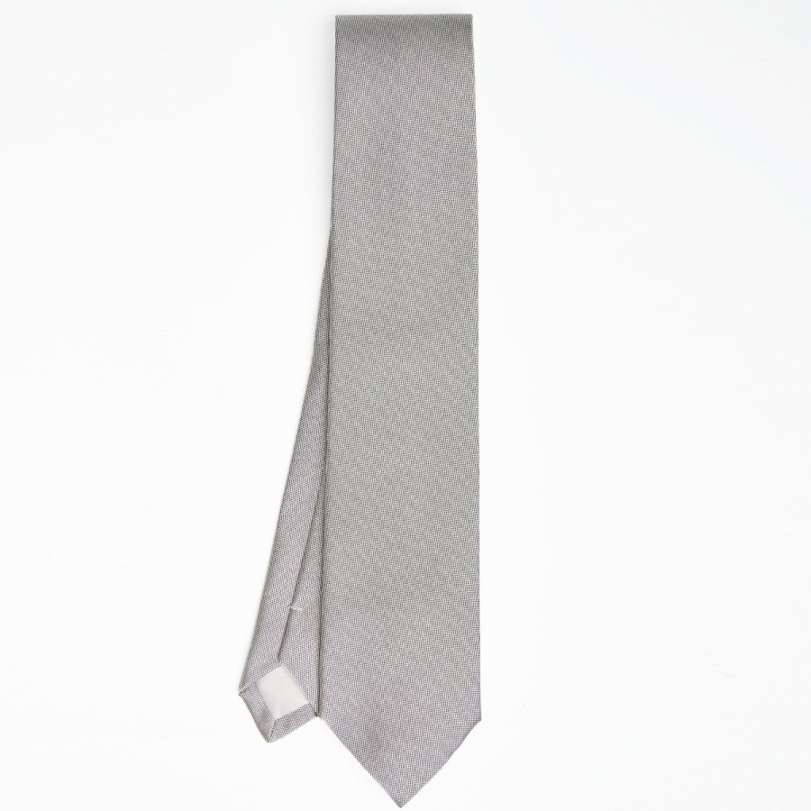 Clearance E.Marinella Light Grey Ceremonial Jacquard Silk Tie - Small Geometric Pattern