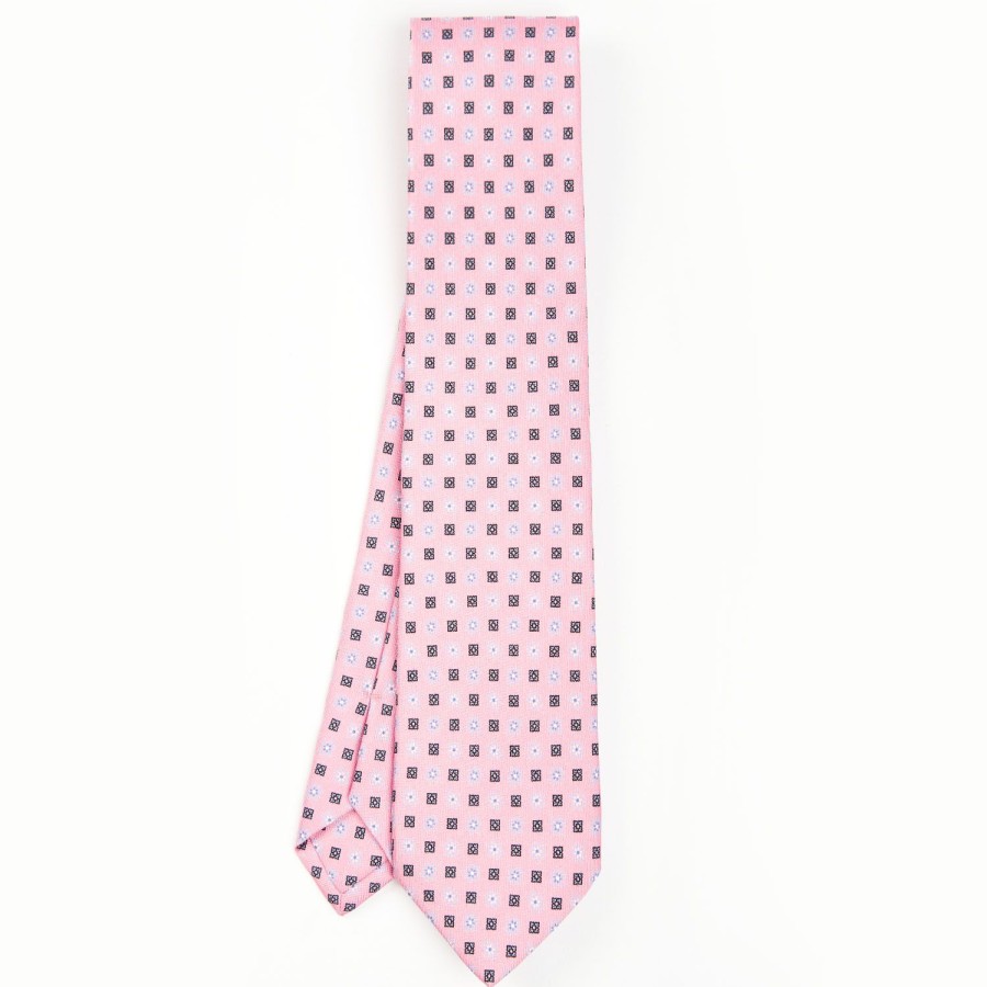 Best E.Marinella Pink Sartorial Classic Tie - Small Flower Pattern