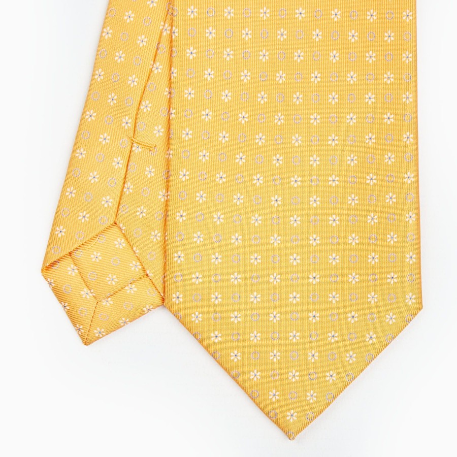 Hot E.Marinella Yellow Sartorial Classic Silk Tie - Small Flower Pattern