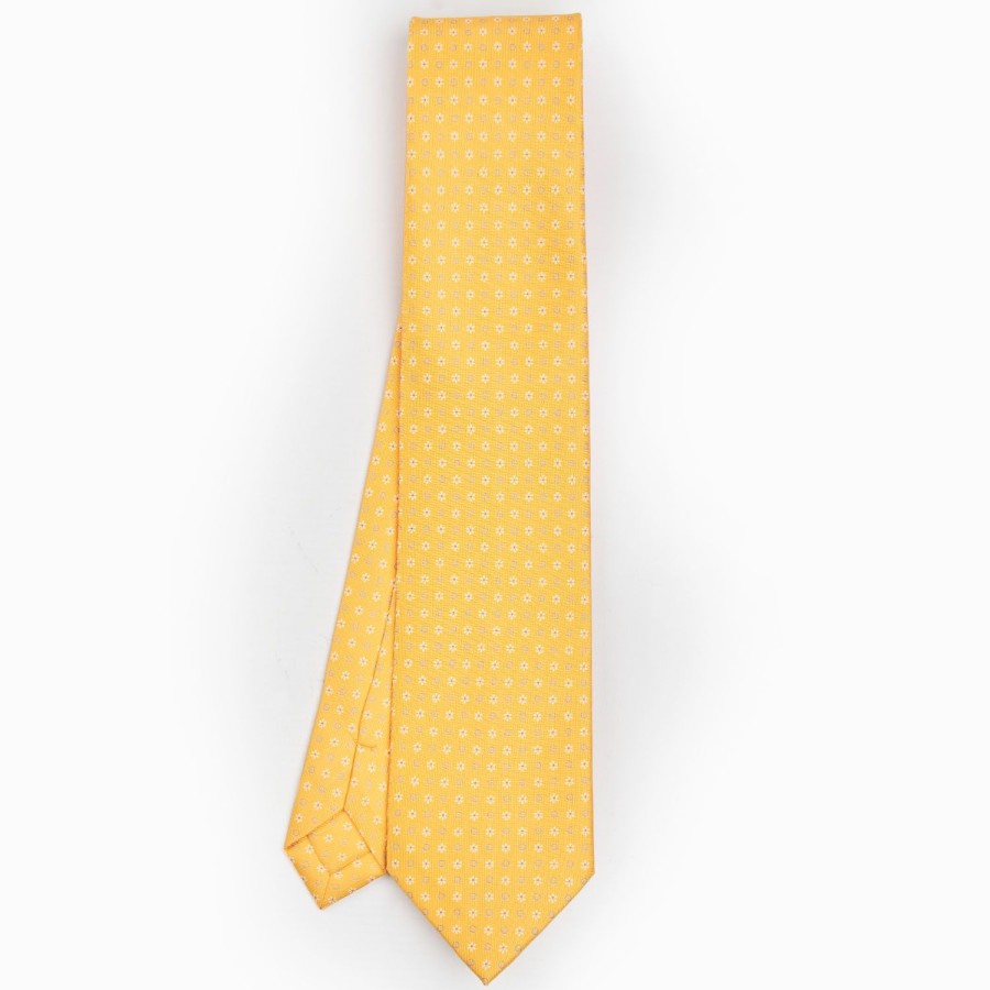 Hot E.Marinella Yellow Sartorial Classic Silk Tie - Small Flower Pattern