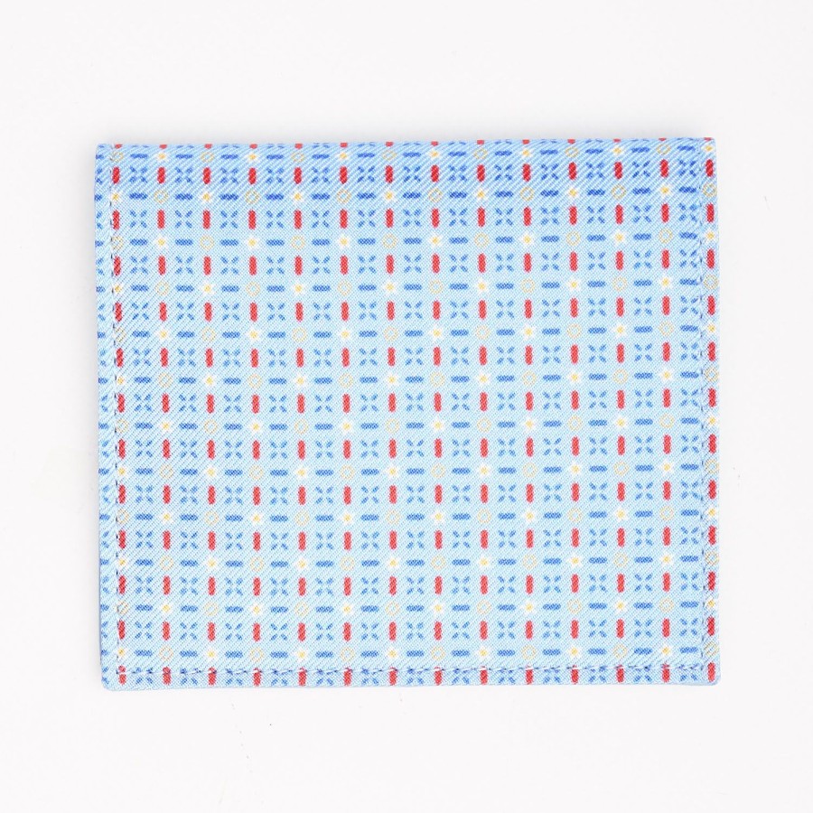 Online E.Marinella Light Blue Small Wallet In Silk And Leather