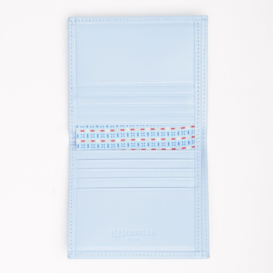 Online E.Marinella Light Blue Small Wallet In Silk And Leather