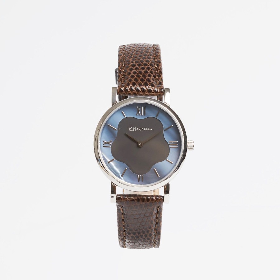 New E.Marinella Lady'S Leather Watch With Floral Dial