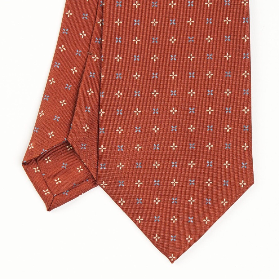 Best E.Marinella Light Brown Sartorial Classic Tie - Small Flower Pattern