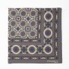 Online E.Marinella Dark Grey Hand-Printed Silk Pocket Square Large Flower Pattern