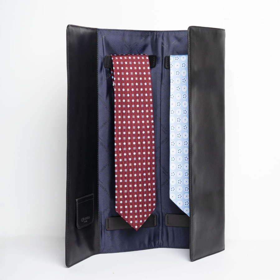 Clearance E.Marinella Black Travel Tie Holder In Leather