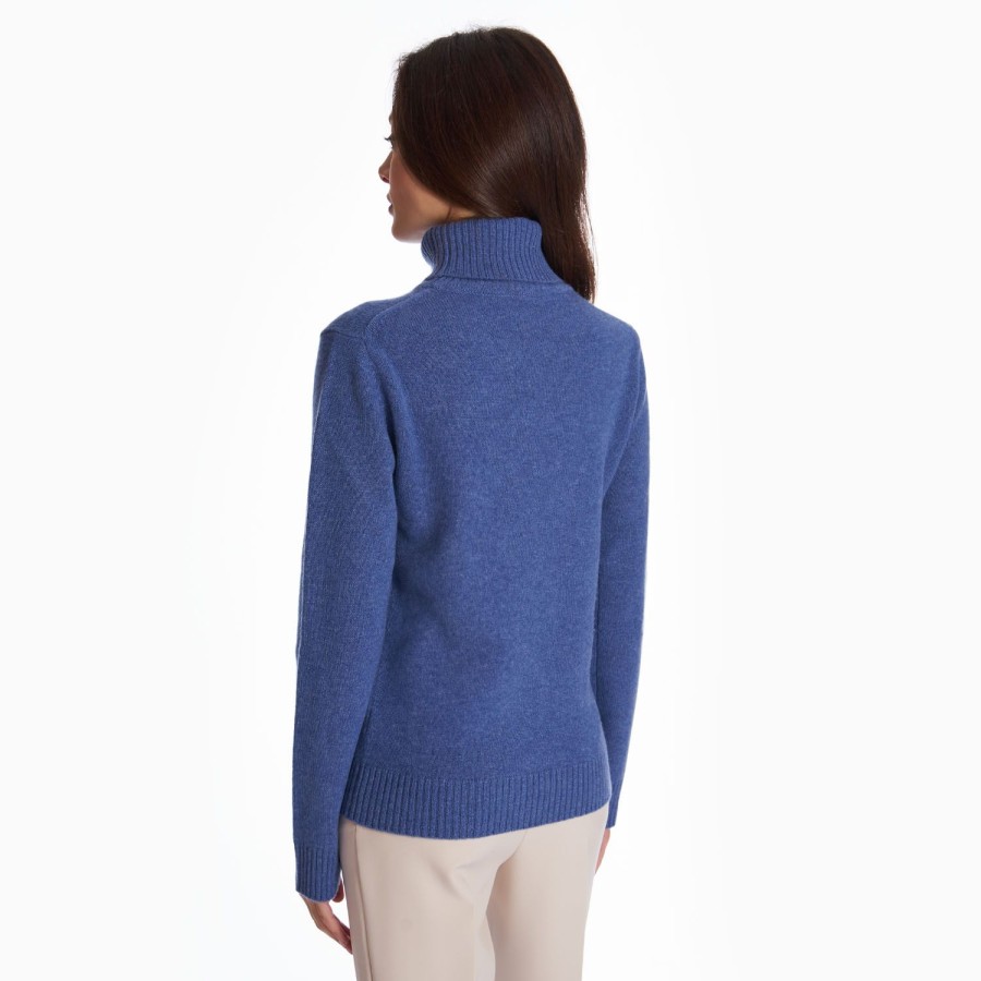 New E.Marinella Mid Blue Cashmere Turtleneck