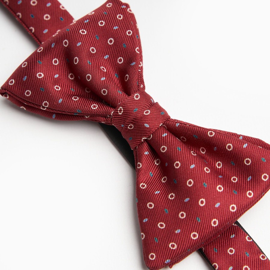 Online E.Marinella Burgundy Pre-Knotted Silk Bowtie - Small Geometric Pattern