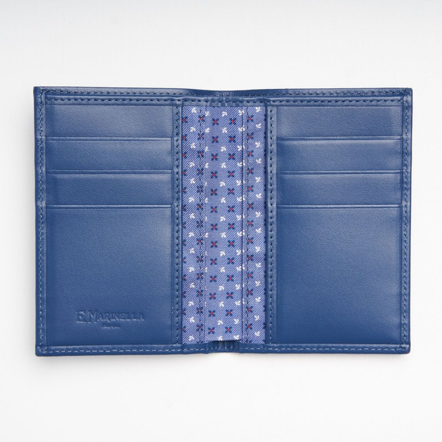 Best E.Marinella Powder Blue Vertical Wallet In Silk And Leather