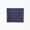 Clearance E.Marinella Dark Blue Leather And Silk Credit Card Holder - 5 Compartments