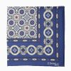 Wholesale E.Marinella Blue Hand-Printed Silk Pocket Square - Large Flower Pattern