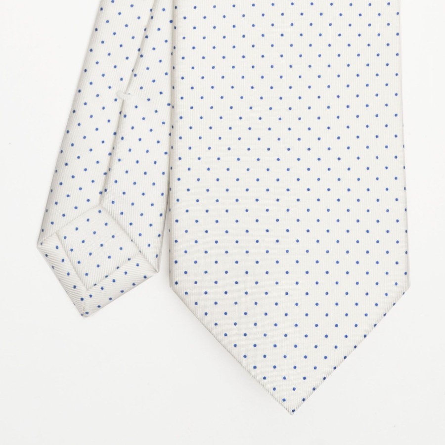 Wholesale E.Marinella White Sartorial Classic Silk Tie Polka Dot Pattern