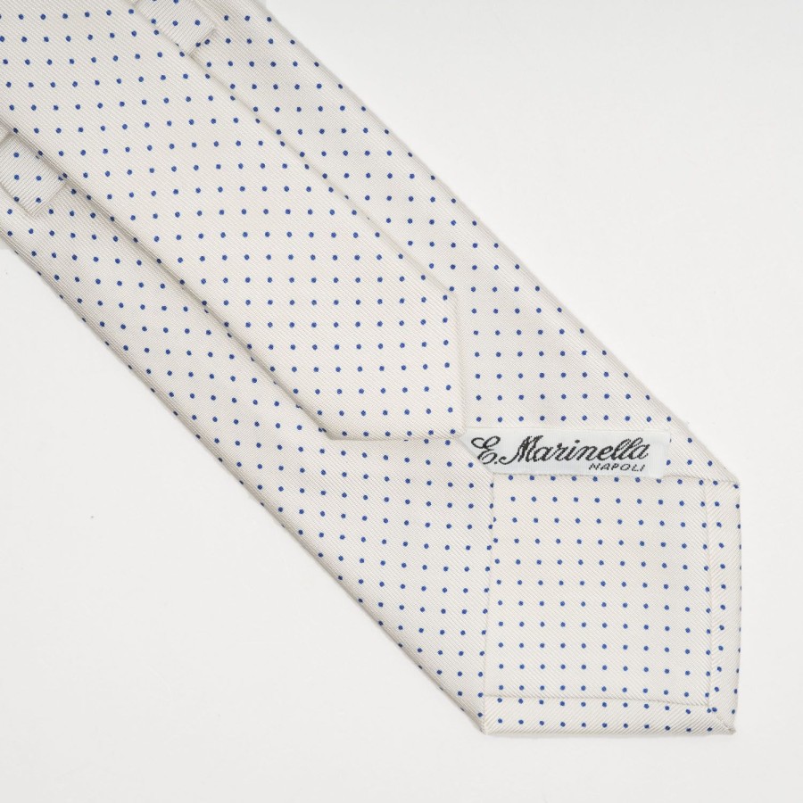 Wholesale E.Marinella White Sartorial Classic Silk Tie Polka Dot Pattern